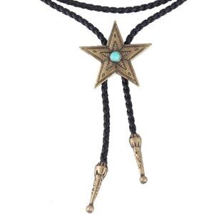 Men's Bolo Tie Cowboy Necklace Leather Necktie Western Cowboy Necklace - Star